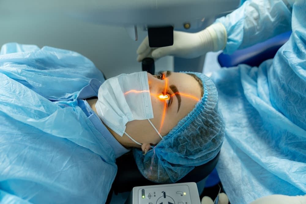 a woman having lasik eye surgery