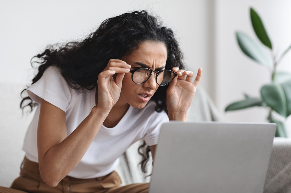 a girl with presbyopia